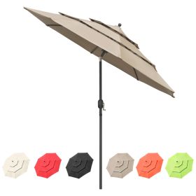 10Ft 3-Tiers Patio Umbrella Khaki